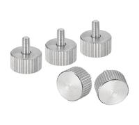 sourcing map M3x6mm Knurled Thumb Screws, 5pcs 304 Stainless Steel Flat Knurled Head Fully Threaded Thumb Screws Bolts Grip Knobs Fasteners