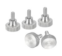 sourcing map M3x6mm Knurled Thumb Screws, 5pcs 304 Stainless Steel Flat Knurled Head Thumb Screws Bolts with Shoulder Grip Knobs Fasteners