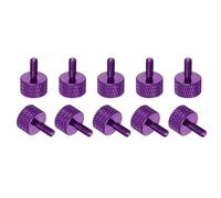 sourcing map M3x8mm Knurled Thumb Screw, 10 Pcs Aluminum Alloy Flat Knurled Head Thumb Screws Bolts Grip Knobs Fasteners for PC Computer Case, Purple