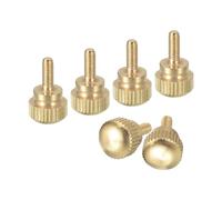 sourcing map M3x8mm Knurled Thumb Screws, 6pcs Brass Knurled Thumb Screws Bolts with Shoulder Grip Knobs Fasteners, Brass Tone