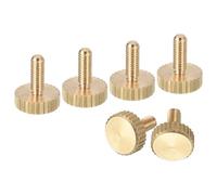 sourcing map M3x8mm Knurled Thumb Screws, 6pcs Flat Knurled Head Fully Threaded Brass Thumb Screws Bolts Grip Knobs Fasteners