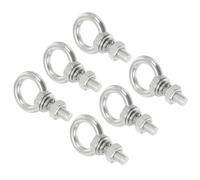 sourcing map M4 3/16"x1.18" Stainless Steel Eye Bolts Threaded Screw Eyebolt Shoulder Ring with Nuts Washers for Lifting Hanging, 6 Set