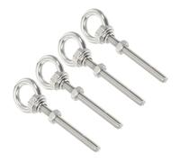 sourcing map M4 3/16"x2.36" Stainless Steel Eye Bolts Threaded Screw Eyebolt Shoulder Ring with Nuts Washers for Lifting Hanging, 4 Set