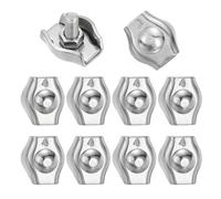 sourcing map M4 304 Stainless Steel Single Wire Rope Clips, Cable Clamp Fixing Clips for 3mm to 3.5mm Diameter Wire Rope Fastener, 10pcs