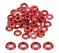 sourcing map M4 Cone Cup Countersunk Washers,Hole Dia 4mm/0.16" Aluminum Gaskets Cup Head Washer Gasket for Screw RC/FPV/PC/Drone/Mechanical Accessories Model Parts,Pack of 50(Red)