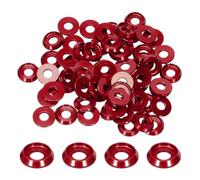 sourcing map M4 Cone Cup Countersunk Washers,Hole Dia 4mm/0.16" Aluminum Gaskets Cup Head Washer Gasket for Screw RC/FPV/PC/Drone/Mechanical Accessories Model Parts,Pack of 60(Deep Red)