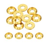 sourcing map M4 Cone Cup Countersunk Washers,Hole Dia 4mm/0.16" Aluminum Gaskets Cup Head Washer Gasket for Screw RC/FPV/PC/Drone/Mechanical Accessories Model Parts,Pack of 10(Gold Tone)