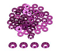 sourcing map M4 Cone Cup Countersunk Washers,Hole Dia 4mm/0.16" Aluminum Gaskets Cup Head Washer Gasket for Screw RC/FPV/PC/Drone/Mechanical Accessories Model Parts,Pack of 60(Purple)
