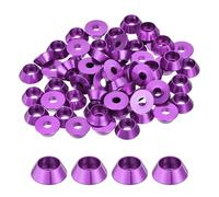 sourcing map M4 Cone Cup Washers,Anodized Aluminum Gaskets Cup Head Washer Gasket for Screw RC/FPV/PC/Drone/Mechanical Accessories Model Parts, Pack of 60 (Purple)