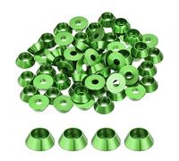 sourcing map M4 Cone Cup Washers,Anodized Aluminum Gaskets Cup Head Washer Gasket for Screw RC/FPV/PC/Drone/Mechanical Accessories Model Parts, Pack of 60 (Green)