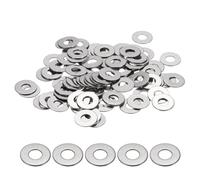 sourcing map M4 Flat Washer for Screw, 120Pcs 304 Stainless Steel Washers 4MM ID x 10MM OD x 0.5MM Thick for Bolts, Factories Repair, Kitchens, Shops, and Outdoor Construction (Silver Tone)