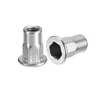 sourcing map M4 Half Hex Body Rivet Nuts, 60pcs 304 Stainless Steel Flat Head Threaded Insert Nuts