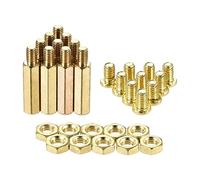 sourcing map M4 Hex Brass Standoff Spacer 20mm+6mm Male-Female Threaded Pillar Screw Nut Kit for PCB Motherboard Computer Circuit Board, 10 Sets