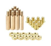 sourcing map M4 Hex Brass Standoff Spacer 22mm+6mm Male-Female Threaded Pillar Screw Nut Kit for PCB Motherboard Computer Circuit Board, 10 Sets