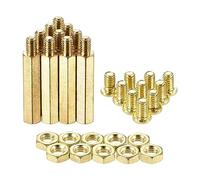 sourcing map M4 Hex Brass Standoff Spacer 26mm+6mm Male-Female Threaded Pillar Screw Nut Kit for PCB Motherboard Computer Circuit Board, 10 Sets