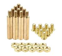 sourcing map M4 Hex Brass Standoff Spacer 28mm+6mm Male-Female Threaded Pillar Screw Nut Kit for PCB Motherboard Computer Circuit Board, 10 Sets