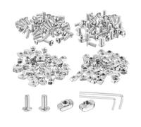 sourcing map M4/M5 202Pcs T Nuts Sliding T Slot Nut T-Nuts Hammer Head Screws Assortment Kit with Screws and 2 Wrenches for 2020 Series Aluminum Profile