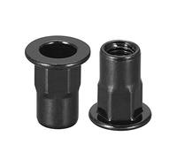 sourcing map M4 Rivet Nuts, Thread Half Hexagonal Carbon Steel Zinc-Plated Flat Head Threaded Insert Nut Black 100Pcs