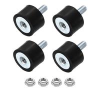 sourcing map M4 Rubber Mounts, 4Pcs 15x10mm(DxH) Rubber Cylindrical Anti Vibration Isolator Shock Absorber with Lock Nut for Car Bobbin Generator Air Compressors