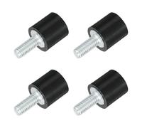 sourcing map M4 Thread Rubber Mounts, Vibration Isolators, Cylindrical Shock Absorber with Studs 10 x 10mm 4pcs