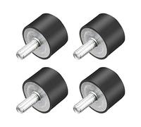 sourcing map M4 Thread Rubber Mounts,Vibration Isolators,Cylindrical Shock Absorber with Studs 15 x 10mm 4pcs