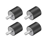 sourcing map M4 Thread Rubber Mounts,Vibration Isolators,Cylindrical Shock Absorber with Studs 15mm x 15mm 4pcs