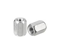 sourcing map M4 x 0.7-Pitch 10mm Length Coupling Nuts, 10pcs 304 Stainless Steel Metric Hex Rod Coupling Nuts