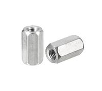 sourcing map M4 x 0.7-Pitch 12mm Length Coupling Nuts, 15pcs 304 Stainless Steel Metric Hex Rod Coupling Nuts