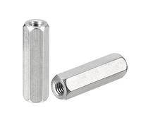 sourcing map M4 x 0.7-Pitch 25mm Length Coupling Nuts, 10pcs 304 Stainless Steel Metric Hex Rod Coupling Nuts