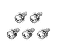 sourcing map M4 x 10mm 304 Stainless Steel Phillips Pan Head Machine Screws Bolts Combine with Spring Washer and Plain Washers 5Pcs