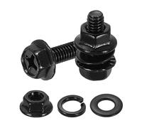 sourcing map M4 x 12mm Phillips Flanged Hex Head Bolts, 20Pcs 304 Stainless Steel Flange Hexagon Screws with Nuts, Flat & Lock Washers, Fully Threaded, for Machinery Industry Home, Black