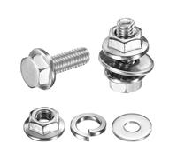 sourcing map M4 x 12mm Phillips Flanged Hex Head Bolts, 20Pcs 304 Stainless Steel Flange Hexagon Screws with Nuts, Flat & Lock Washers, Fully Threaded, for Machinery Industry Home, Silver