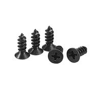 sourcing map M4 x 12mm Wood Screws Phillips Flat Head Carbon Steel Self Tapping Screws Black 200pcs