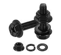 sourcing map M4 x 16mm Phillips Flanged Hex Head Bolts, 20Pcs 304 SS Black