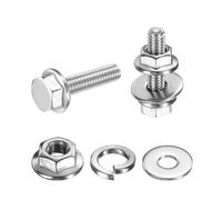 sourcing map M4 x 16mm Phillips Flanged Hex Head Bolts, 40Pcs 304 Stainless Steel Flange Hexagon Screws with Nuts, Flat & Lock Washers, Fully Threaded, for Machinery Industry Home, Silver