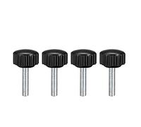sourcing map M4 x 20mm Metric Male Thread Knurled Clamping Knobs Grip Thumb Screw on Type Hand Clamping Handle Bolt with Plastic Knobs Black 4 Pcs