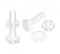 sourcing map M4 x 20mm Plastic Phillips Machine Screws with Nuts and Flat Washers, PC Flat Head Machine Bolts Transparent 20 Sets