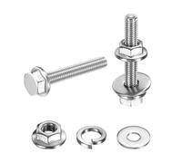 sourcing map M4 x 25mm Phillips Flanged Hex Head Bolts, 40Pcs 304 Stainless Steel Flange Hexagon Screws with Nuts, Flat & Lock Washers, Fully Threaded, for Machinery Industry Home, Silver