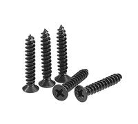 sourcing map M4 x 25mm Wood Screws Phillips Flat Head Carbon Steel Self Tapping Screws Black 200pcs