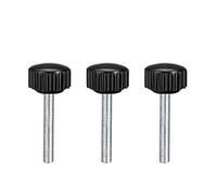 sourcing map M4 x 30mm Metric Male Thread Knurled Clamping Knobs Grip Thumb Screw on Type Hand Clamping Handle Bolt with Plastic Knobs Black 3 Pcs