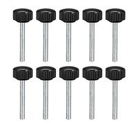 sourcing map M4 x 35mm Metric Male Thread Knurled Clamping Knobs Grip Thumb Screw on Type Hand Clamping Handle Bolt with Plastic Knobs Black 10 Pcs