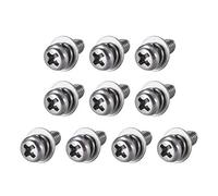 sourcing map M4 x 8mm Stainless Steel Phillips Pan Head Machine Screws Bolts Combine with Spring Washer and Plain Washers 10pcs