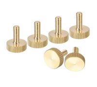 sourcing map M4x10mm Knurled Thumb Screws, 6pcs Flat Knurled Head Fully Threaded Brass Thumb Screws Bolts Grip Knobs Fasteners