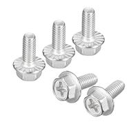 sourcing map M4x10mm Phillips Hex Head Flange Bolts, 30pcs 304 Stainless Steel Hexagon Phillips Flange Head Hex Bolts Machine Screws