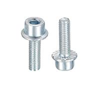 sourcing map M4x12mm Flanged Socket Head Cap Screws, 20pcs 8.8 Grade Carbon Steel Hex Socket Head Serrated Flange Bolts Machine Screws