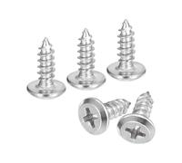 sourcing map M4x12mm Flat Head Phillips Drive Self Tapping Screws, 304 Stainless Steel Cross Drive Fastener Screws, Silver, Pack of 100