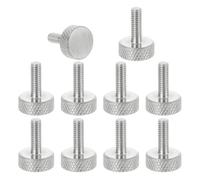 sourcing map M4x12mm Knurled Thumb Screws, 304 Stainless Steel Flat Head Thumb Screws Metric Diamond Knurled Head Bolts Grip Knobs Hand Tighten Thread Fasteners, 12mm Dia. 12 Pcs