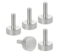 sourcing map M4x12mm Knurled Thumb Screws, 304 Stainless Steel Flat Head Thumb Screws Metric Diamond Knurled Head Bolts Grip Knobs Hand Tighten Thread Fasteners, 12mm Dia. 5 Pcs