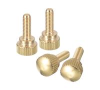 sourcing map M4x12mm Knurled Thumb Screws, 4pcs Brass Knurled Thumb Screws Bolts with Shoulder Grip Knobs Fasteners, Brass Tone