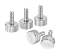 sourcing map M4x12mm Knurled Thumb Screws, 5pcs 304 Stainless Steel Flat Knurled Head Fully Threaded Thumb Screws Bolts Grip Knobs Fasteners